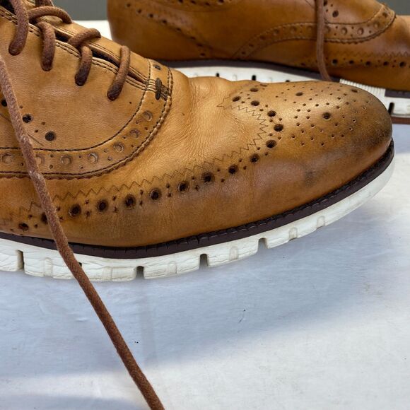 Cole Haan Zerogrand Men’s Size 10.5 M Brown Leather Wingtip Oxford Shoes C14493 - Picture 14 of 16